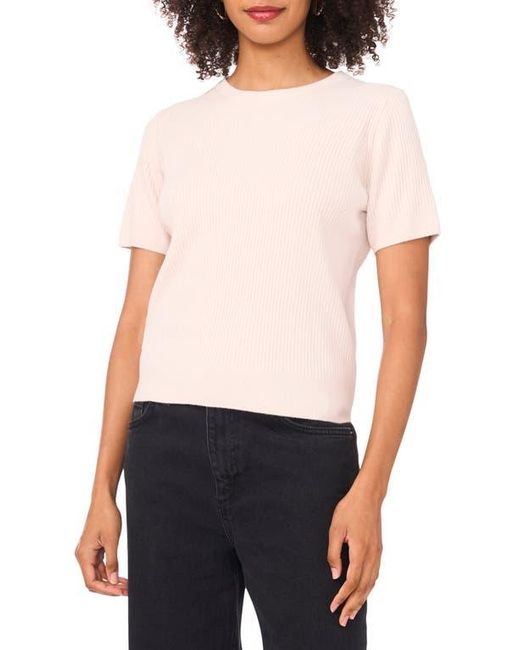 Halogen® White Short Sleeve Rib Sweater Top