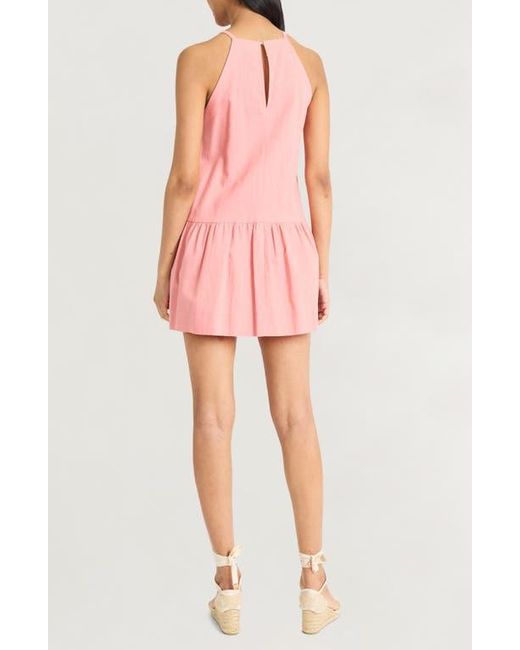 The Good Journey Red Keyhole Linen Blend Minidress