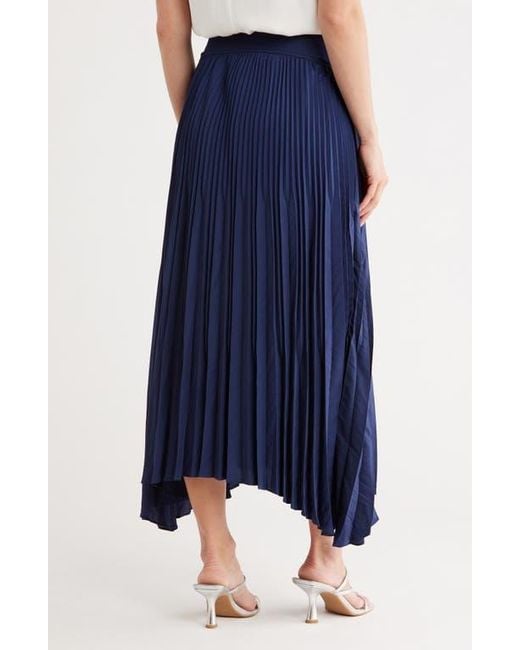 Ramy Brook Blue Winifred Pleated Asymmetric Maxi Skirt