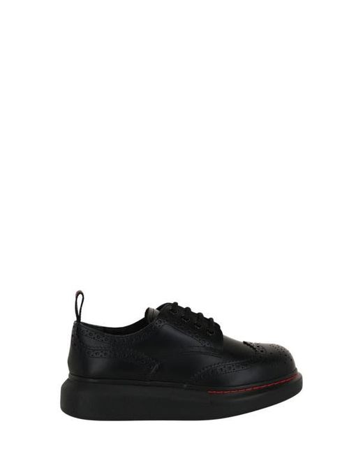 McQueen Black Liquid Brogue Derby