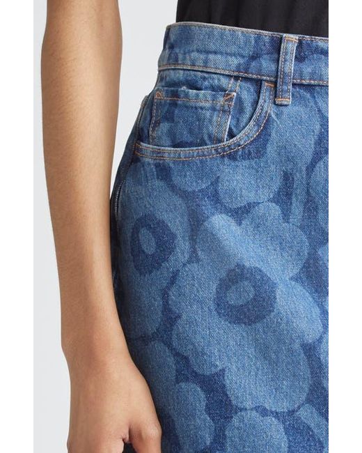 Marimekko Maridenim Ruudut Unikko Denim Miniskirt in Blue | Lyst