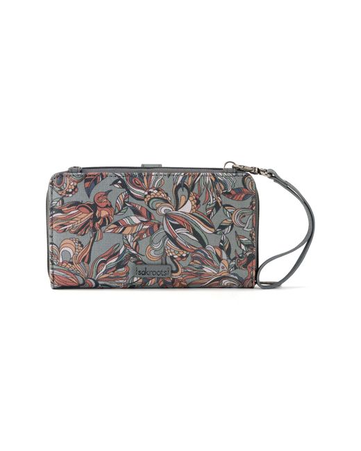 Sakroots Artist Circle Large Smartphone Crossbody Bag In Grey Treehouse