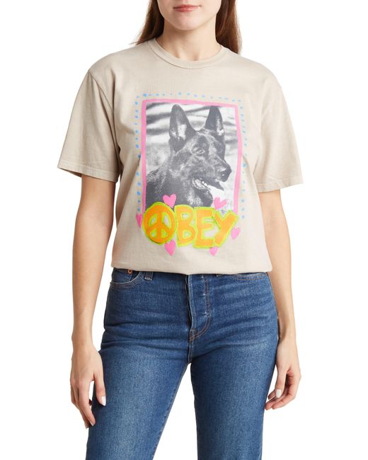 Obey Blue Love Dog Graphic T-shirt
