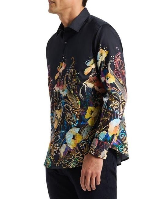 Robert Graham Black Jacobs Long Sleeve Button-Up Shirt for men