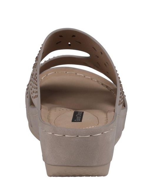Good Choice New York Brown Santiago Platform Wedge Slide Sandal