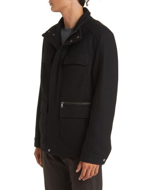 Cole Haan Melton Wool Blend Field Coat in Black for Men Lyst
