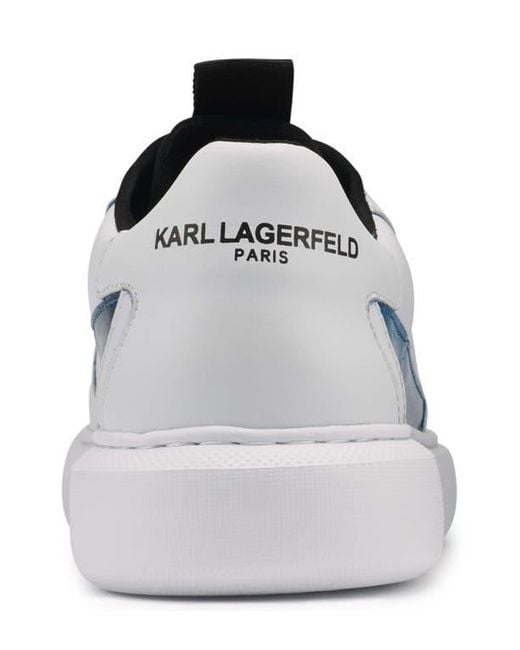 Karl Lagerfeld White Recycled Leather Lace-Up Sneakers for men
