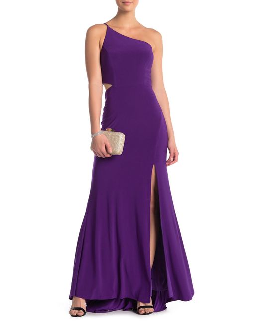 Jump Purple One-shoulder Side Cutout Gown