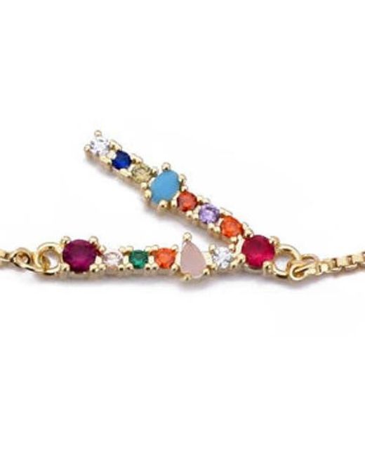 Adornia Metallic Mixed Crystal Initial Chain Bracelet