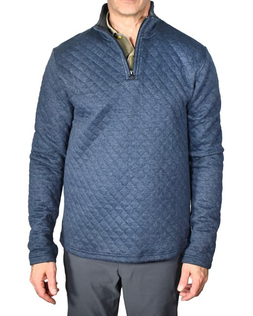 Vintage 1946 Blue Heather Quilted Quarter Zip Sweater for men