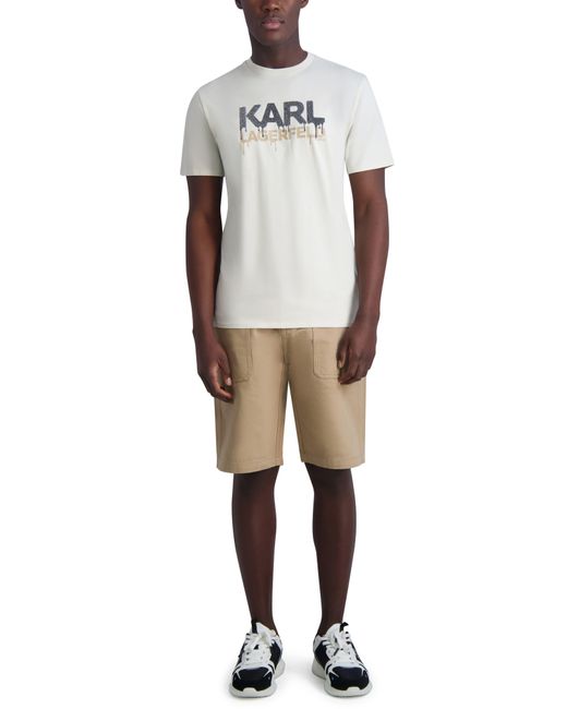 Karl Lagerfeld Gray Drip Logo Graphic Print T-shirt for men
