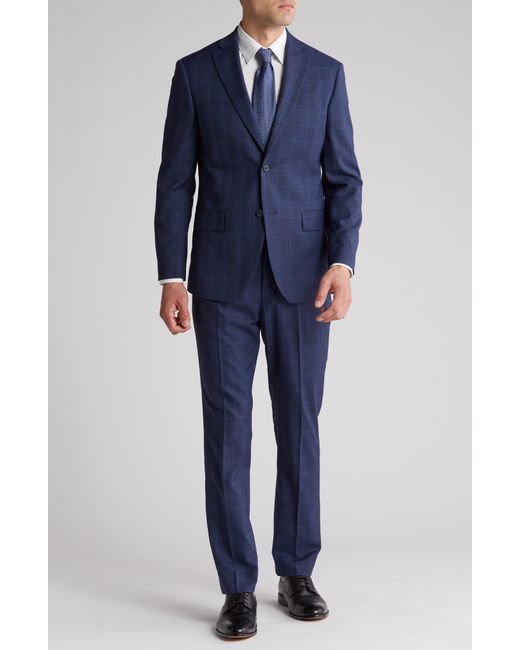 Nordstrom Blue Cordoba Plaid Notched Lapel Suit for men