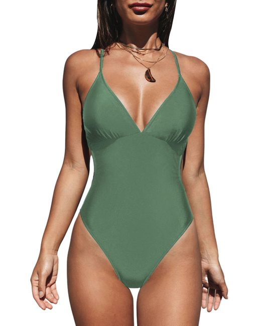 CUPSHE Green Cutout Back One-piece Swimsuit
