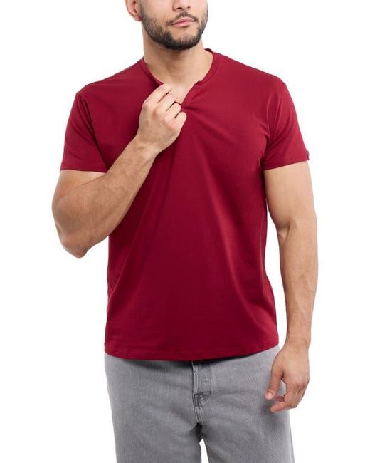 Xray Jeans Red Split Neck Cotton T-Shirt for men