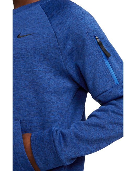 Nike Blue Therma-fit Fitness Crew Neck Life Sweatshirt for men