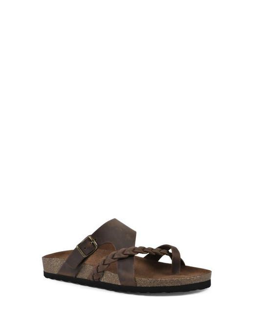 White Mountain Brown Braided Strappy Slide Sandal