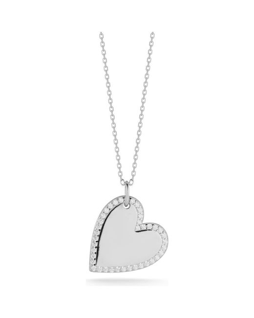 Glaze Jewelry White Cubic Zirconia Halo Heart Pendant Necklace