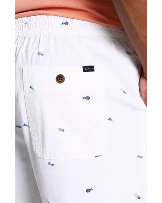 Jachs New York White Pineapple Print Pull-on Shorts for men