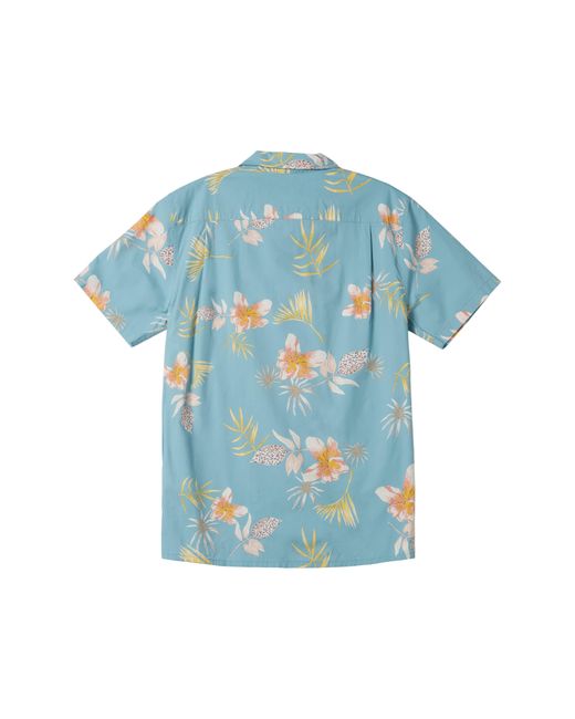 Quiksilver Blue Tropical Floral Camp Shirt for men