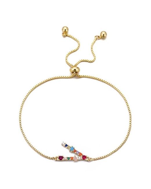 Adornia Metallic Mixed Crystal Initial Chain Bracelet