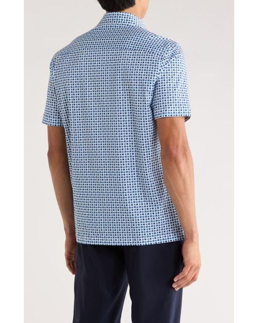 Bugatchi Blue Milo Short Sleeve 8-Way Stretch Ooohcotton Button-Up Shirt for men