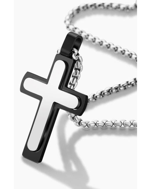 EDFORCE Black Two Layer Cross Necklace for men