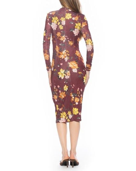 Alexia Admor Red Kim Bodycon Long Sleeve Midi Dress