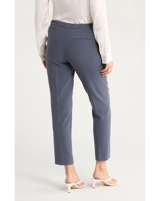 Theory Blue Treeca Flat Front Crop Pull-On Pants