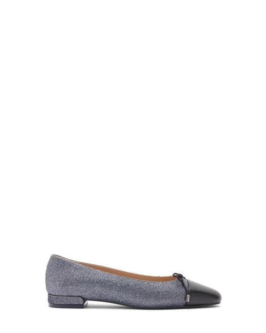 Stuart Weitzman Blue Sleek Cap Toe Bow Flat