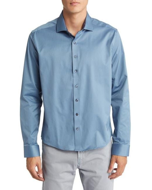 Stone Rose Blue Dry Touch Performance Button-Up Shirt for men