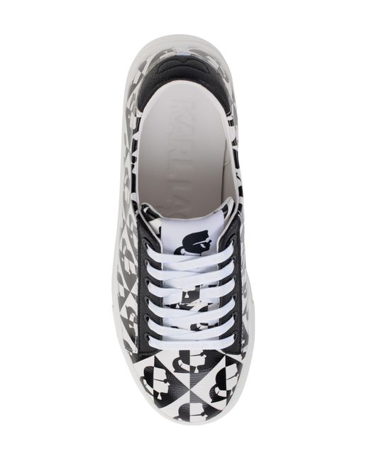 Karl Lagerfeld White Cate Diamond Platform Sneaker