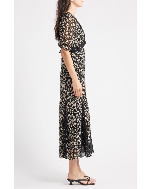 Rails Black Annmarie Floral Ruffle Trim Maxi Dress