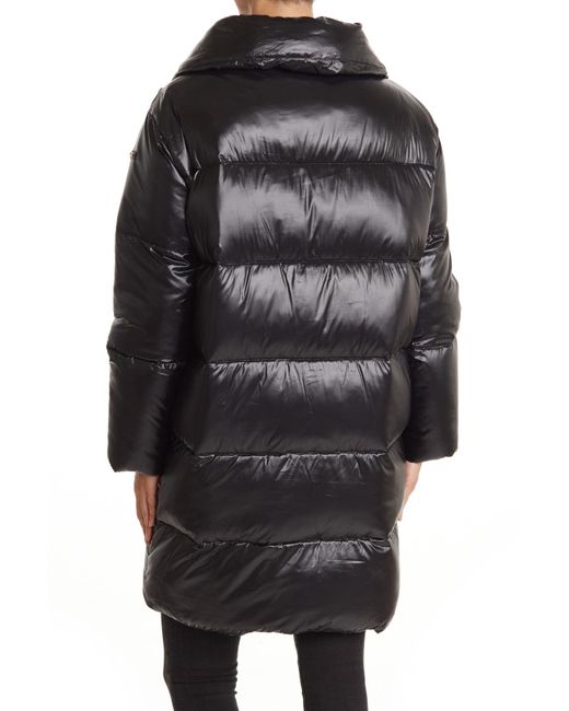 Donna Karan Synthetic Long Quilted Puffer Jacket in Black - Lyst