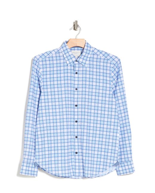 Con.struct Blue Plaid Trim Fit Button Up Shirt for men