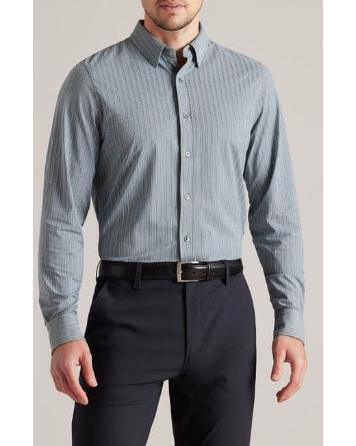 Rhone Blue Commuter Pro Slim Fit Button-Up Shirt for men