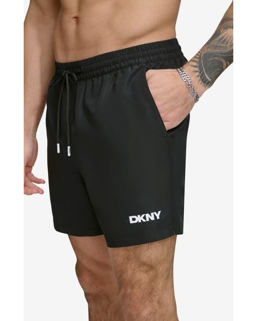 DKNY Black Core Solid Swim Trunks for men