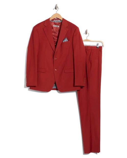 ZEGARIE Red Solid 3-Piece Suit for men