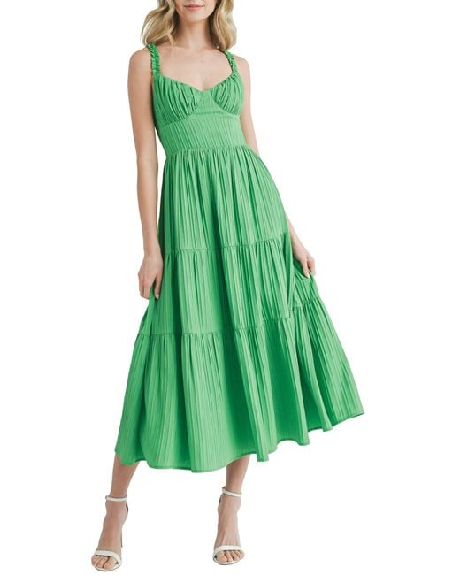 Lush Green Textured Knit Midi Dress
