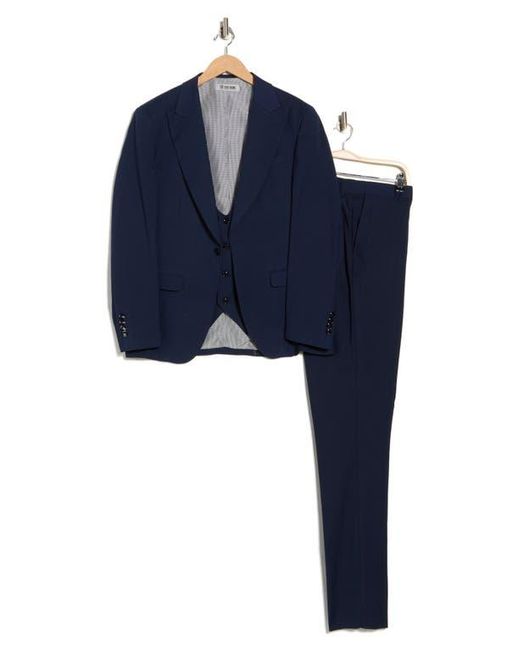 ZEGARIE Blue Stretch 3-Piece Suit for men