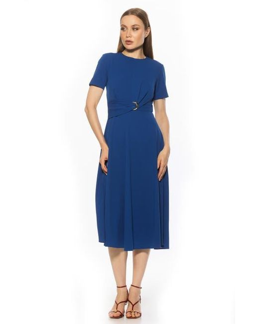 Alexia Admor Xi Gathered Waist Midi Dress in Blue | Lyst