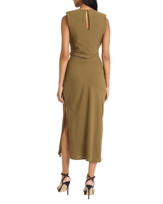 DONNA MORGAN FOR MAGGY Green Ruched Side Slit Tank Midi Dress