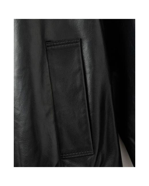 Mango Black 100% Leather Bomber Jacket
