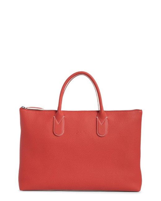 Longchamp Red Essential Pebbled Leather Document Holder