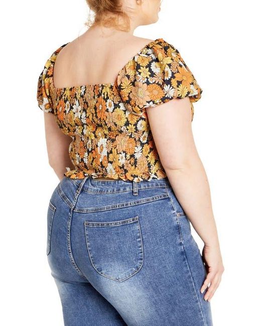 City Chic Blue Naomi Smocked Off The Shoulder Top