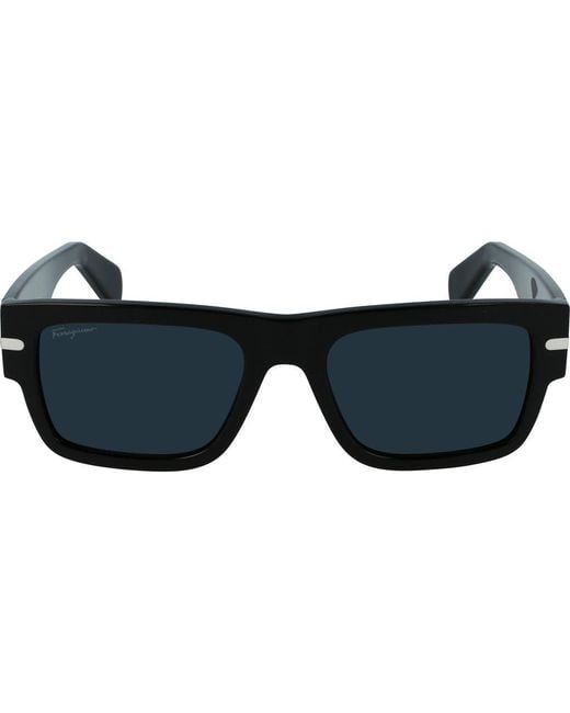 Ferragamo Black Classic Logo 54Mm Rectangular Sunglasses for men