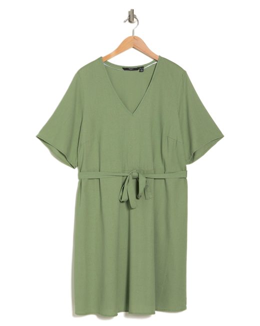Vero Moda Green Short Sleeve Tie Waist Dress