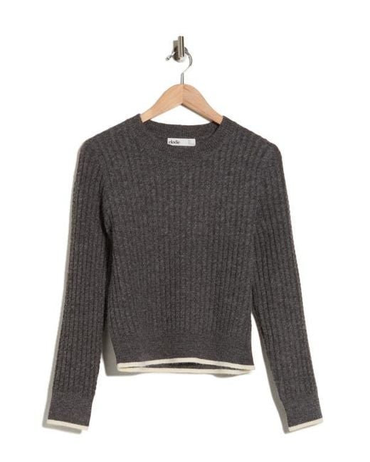 Elodie Bruno Gray Mini Cable Knit Crop Sweater