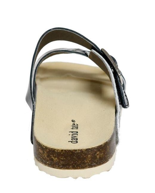 David Tate Black Warm Strappy Slide Sandal