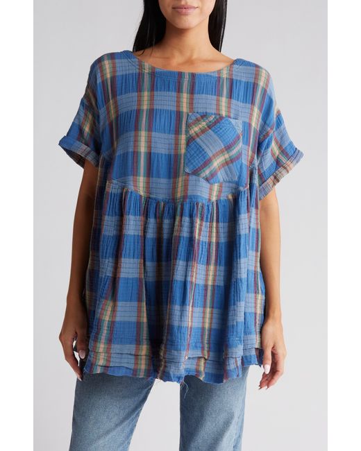 Free People Blue Moon City Plaid Tunic Top