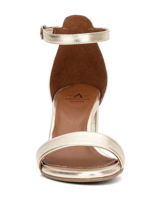 Aquatalia Brown Shanna Metallic Leather Sandal